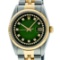 Rolex Mens 2 Tone 14K Green Vignette VS Diamond 36MM Datejust Wristwatch