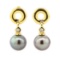 0.08 ctw Diamond and Black Tahitian Pearl Earrings - 18KT Yellow Gold