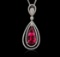 14KT White Gold 3.70 ctw Tourmaline and Diamond Pendant With Chain