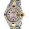 Rolex Ladies 2 Tone 14K Pink MOP Diamond & String Ruby Datejust Wristwatch