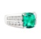 4.25 ctw Lab Created Emerald And Diamond Ring - 18KT White Gold