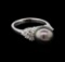 0.33 ctw Pearl and Diamond Ring - 14KT White Gold