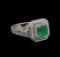 14KT White Gold 0.83 ctw Emerald and Diamond Ring