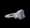 3.35 ctw Tanzanite and Diamond Ring - 18KT White Gold