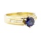 1.08 ctw Blue Sapphire and Diamond Ring - 14KT Yellow Gold
