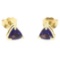 14k Yellow Gold 1.20 ctw Prong Set Trillion Cut Amethyst Solitaire Stud Earrings