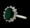 3.32 ctw Emerald and Diamond Ring - 14KT White Gold