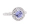 2.41 ctw Sapphire And Diamond Ring - 14KT White Gold