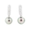 0.47 ctw Diamond and Pearl Earrings - 18KT White Gold