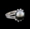 Pearl and Diamond Ring - 14KT White Gold