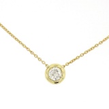 18k Yellow Gold 0.40 ctw F VS1 Bezel Round Diamond Solitaire Pendant 18