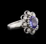 1.73 ctw Tanzanite and Diamond Ring - 14KT White Gold