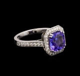 2.95 ctw Tanzanite and Diamond Ring - 14KT White Gold