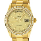 Rolex Mens 18K Yellow Gold 1.0 ctw Channel Set Diamond Day Date President Wristw