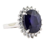 11.05 ctw Sapphire And Diamond Ring - 14KT White Gold