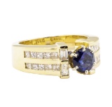 2.05 ctw Blue Sapphire And Diamond Ring - 14KT Yellow Gold