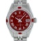 Rolex Ladies Stainless Steel Red Diamond & Ruby Datejust Wristwatch