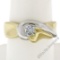 Italian 18kt Yellow and White 0.36 ctw Round Diamond Solitaire Wide Band Ring