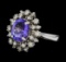 3.23 ctw Tanzanite and Diamond Ring - 14KT White Gold