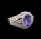 14KT White Gold 1.50 ctw Tanzanite and Diamond Ring