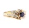 1.10 ctw Blue Sapphire and Diamond Ring - 14KT Yellow Gold
