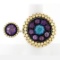 John Hardy Dot 18k Gold & Silver Amethyst & Blue Topaz Two Finger Statement Ring