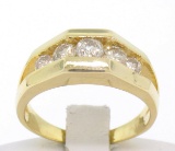 14k Solid Yellow Gold Ladies 0.60 ctw 5 Large Diamond Geometric Band Ring