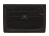 Hermes Black Leather Citizen Twill Card Holder