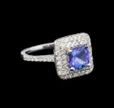 14KT White Gold 1.61 ctw Tanzanite and Diamond Ring