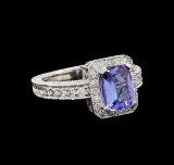 14KT White Gold 1.54 ctw Tanzanite and Diamond Ring