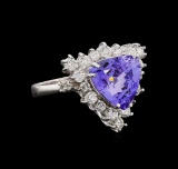 14KT White Gold 3.67 ctw Tanzanite and Diamond Ring