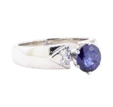 1.66 ctw Sapphire and Diamond Ring - 14KT White Gold