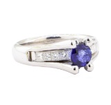 1.28 ctw Sapphire And Diamond Ring - 14KT White Gold