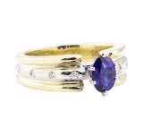1.28 ctw Sapphire and Diamond Ring - 14KT Yellow and White Gold