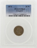 1873 Closed 3 Three Cent Nickel Proof Coin PCGS PR65