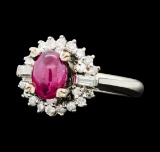 1.00 ctw Ruby And Diamond Ring - 10KT White Gold