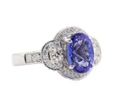 2.88 ctw Tanzanite and Diamond Ring - 14KT White Gold