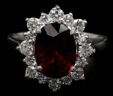 4.20 ctw Rhodolite Garnet and Diamond Ring - 14KT White Gold