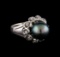 0.25 ctw Diamond and Pearl Ring - 14KT White Gold