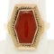 Vintage Russian 14kt Rose Gold Bezel Set Carnelian Hexagon Ring