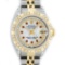 Rolex Ladies 2 Tone 14K MOP Ruby & Pyramid Diamond Datejust Wriswatch