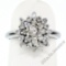 Antique 14kt White Gold 0.78 ctw Old Mine and Single Cut Diamond Cluster Ring