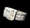 0.60 ctw Pave Set Buckle Design Ring - 14KT White Gold