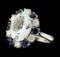 4.96 ctw Aquamarine, Sapphire and Diamond Ring - 14KT White Gold
