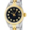 Rolex Ladies 2 Tone 14K Black Diamond 26MM Datejust Wristwatch