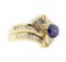 1.61 ctw Blue Sapphire And Diamond Ring And Band - 14KT Yellow Gold