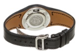 Hermes Stainless Steel Black Leather Harnais Watch