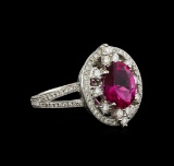 2.20 ctw Rubellite and Diamond Ring - 18KT White Gold