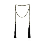 Double Silk Tassel Braided Necklace - Gold Plated
