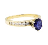 0.81 ctw Sapphire and Diamond Ring - 14KT Yellow Gold